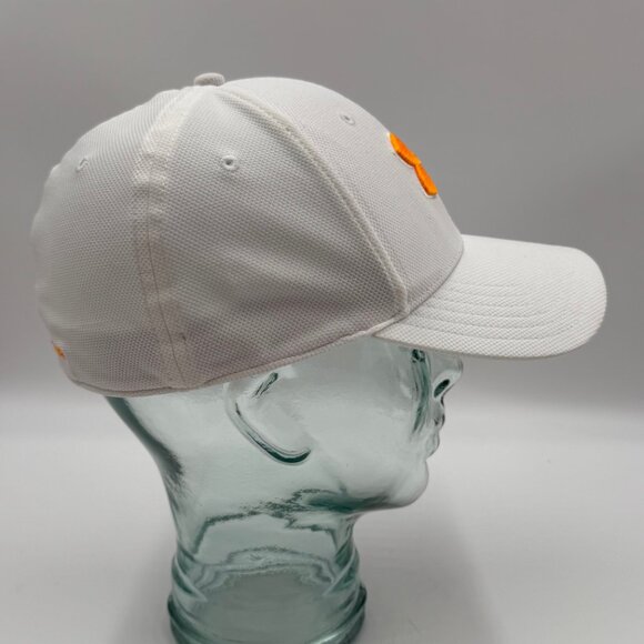 Under Armour UA Blitzing Cap Flex Hat White & Orange Mens Size L/XL Stretch Fit - Picture 4 of 12